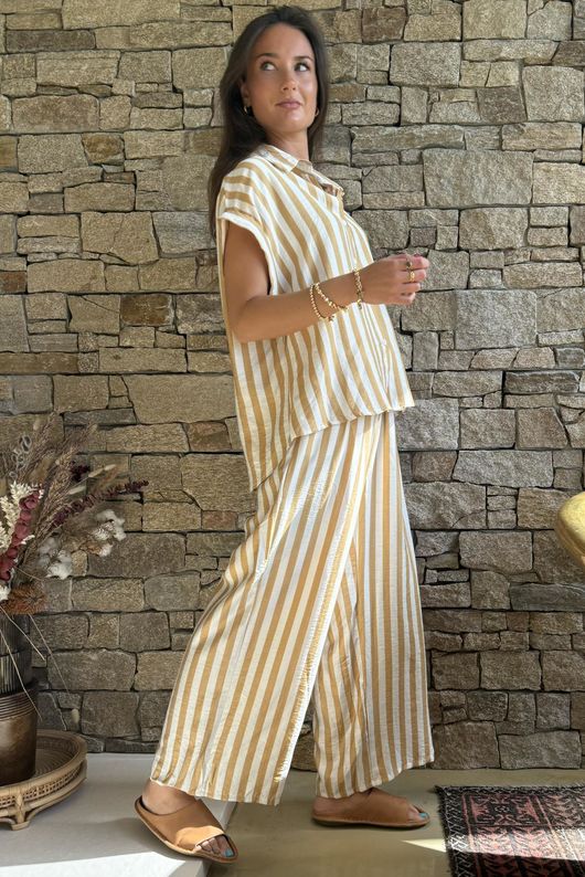 Mallow Stripe Cap Sleeve Shirt Indian Yellow /40=
